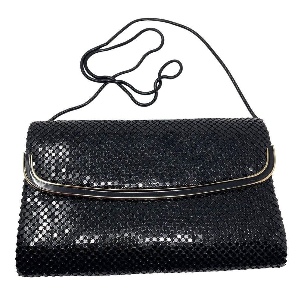 Vintage New York Paris Creative Designs Black aluminum mesh purse clutch BoxU